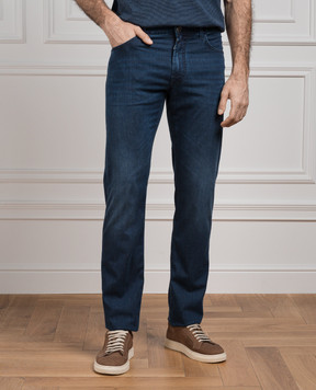 Stefano Ricci Blue jeans with leather logo patch MST42B2211T0042