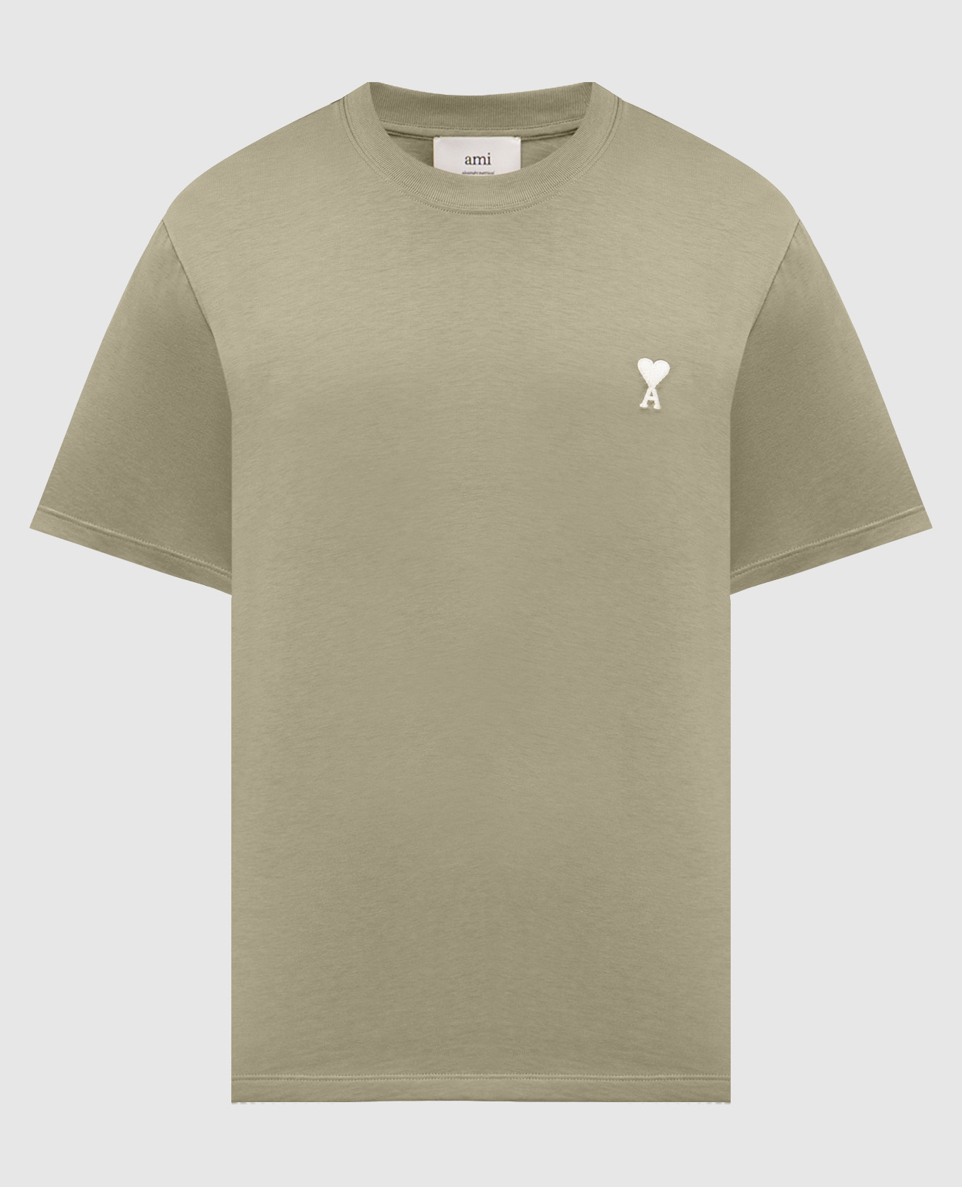 

Khaki T-shirt with Ami de Coeur emblem embroidery Ami Paris