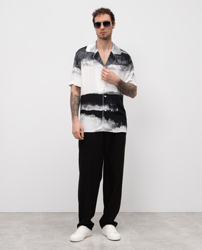 Balmain Gray Moon print shirt with logo EH0HN087VI27