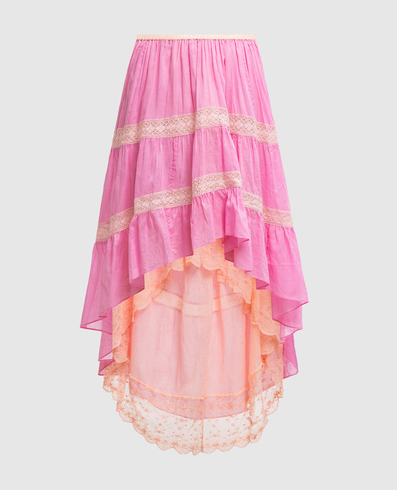 

Pink asymmetrical skirt with lace BP56