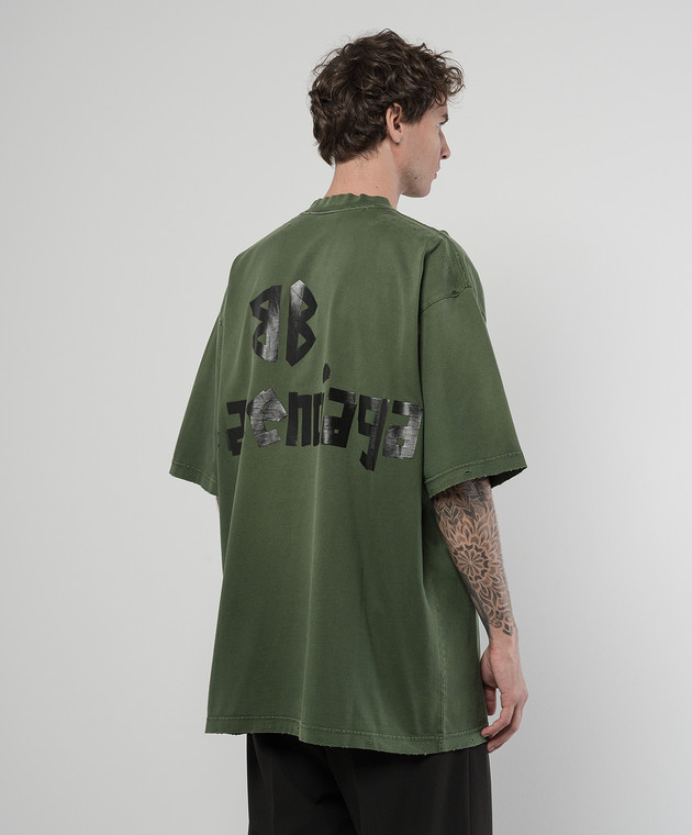 Balenciaga Green t shirt with vintage effect with Tape Type logo 739784TQVQ8 buy with Czech Republic delivery at Symbol