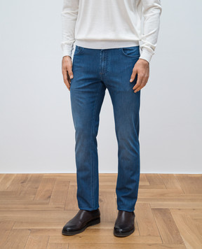Stefano Ricci Blue jeans with a metal eagle head emblem MST51B3150T0177