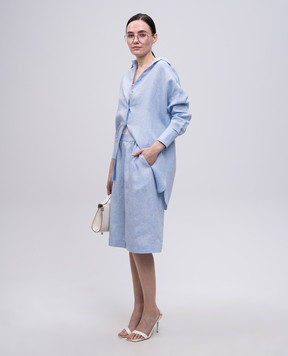 Agnona Blue linen Bermuda shorts T80703YU3039