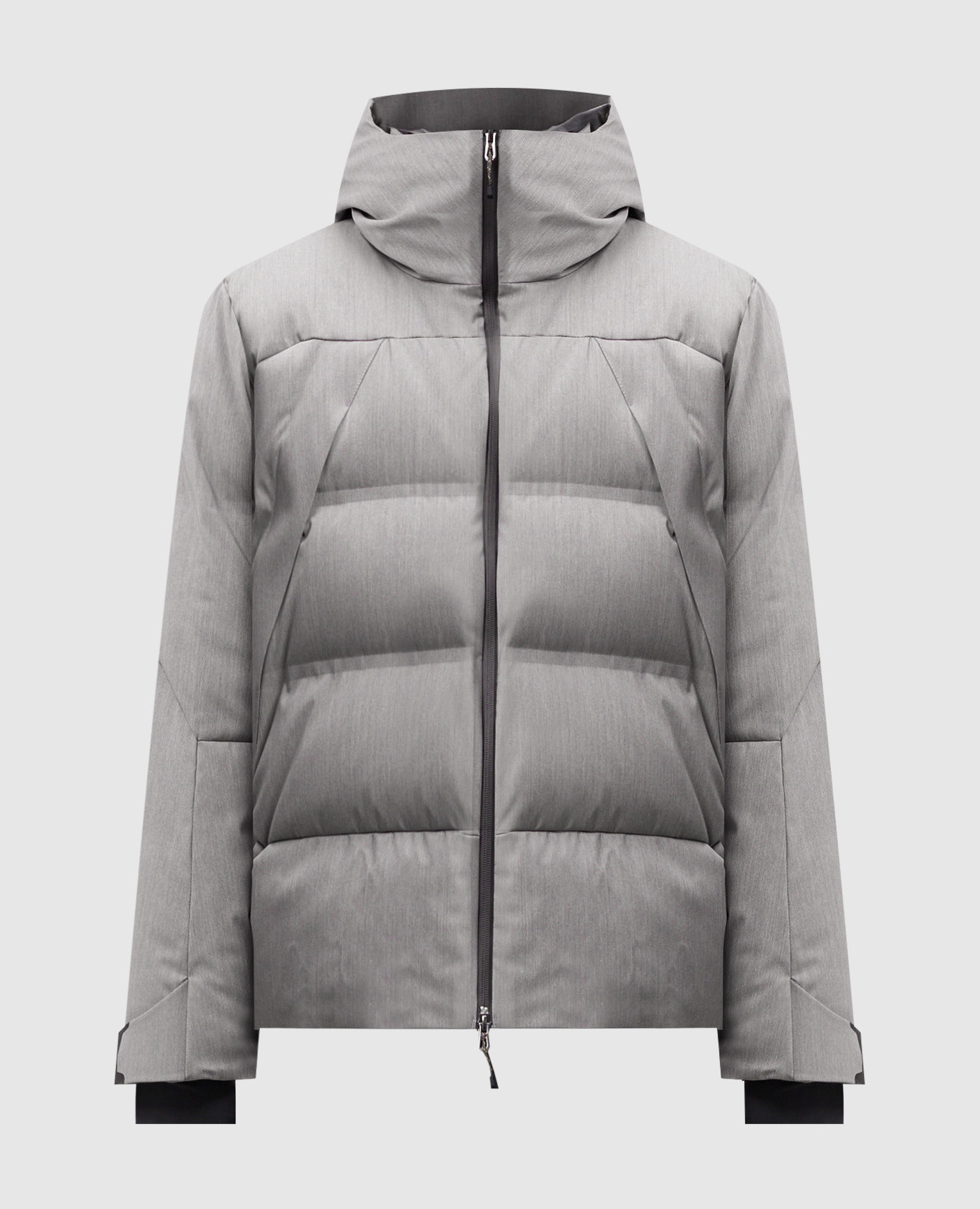 Gray down ski jacket with wool sease