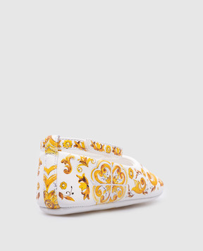 Dolce&Gabbana Children's white leather ballet flats with majolica print DK0065AC513