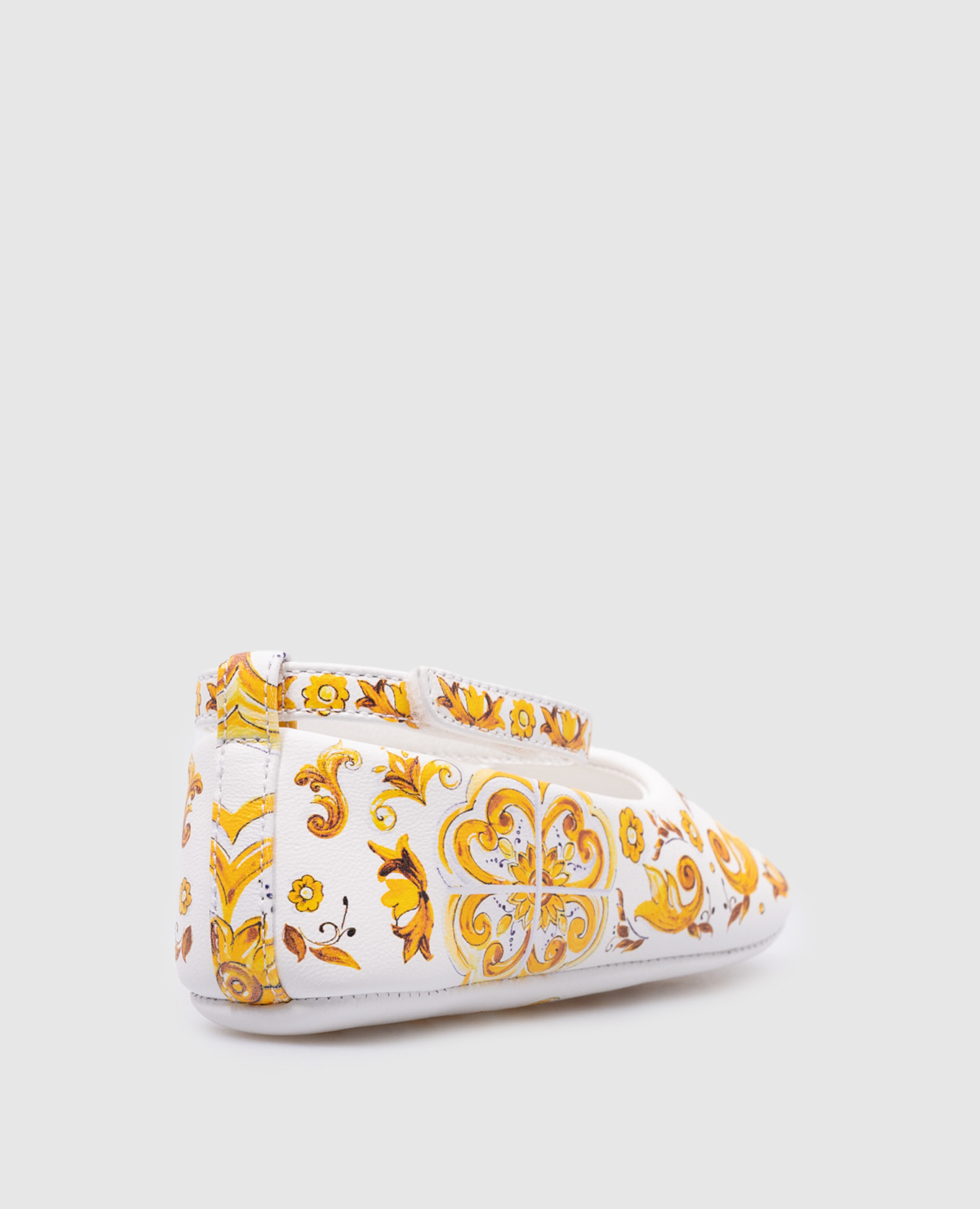 Children's white leather ballet flats with majolica print Dolce&Gabbana 3