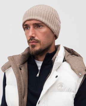 Cashmere&Whiskey Beige merino wool hat 201