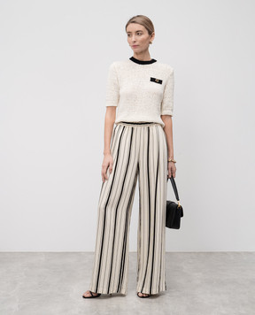 Twinset Beige striped pants with logo 251LB2CBB