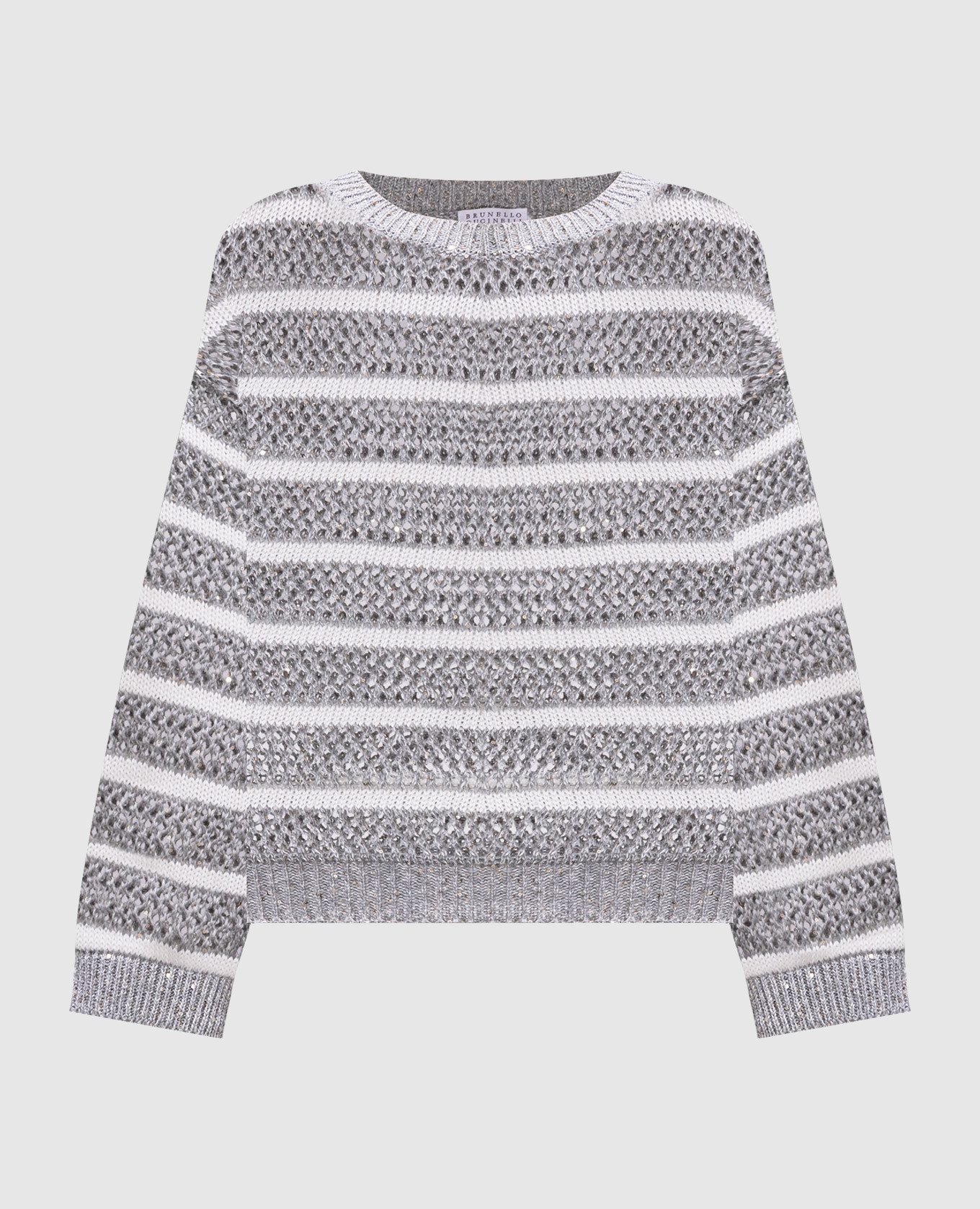 

Gray striped linen openwork jumper Brunello Cucinelli, Grey