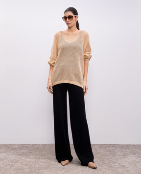 Allude Beige openwork sweater made of wool and cashmere 25217654