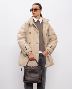 Brunello Cucinelli Brown leather bag with monil chain MBGPD3611