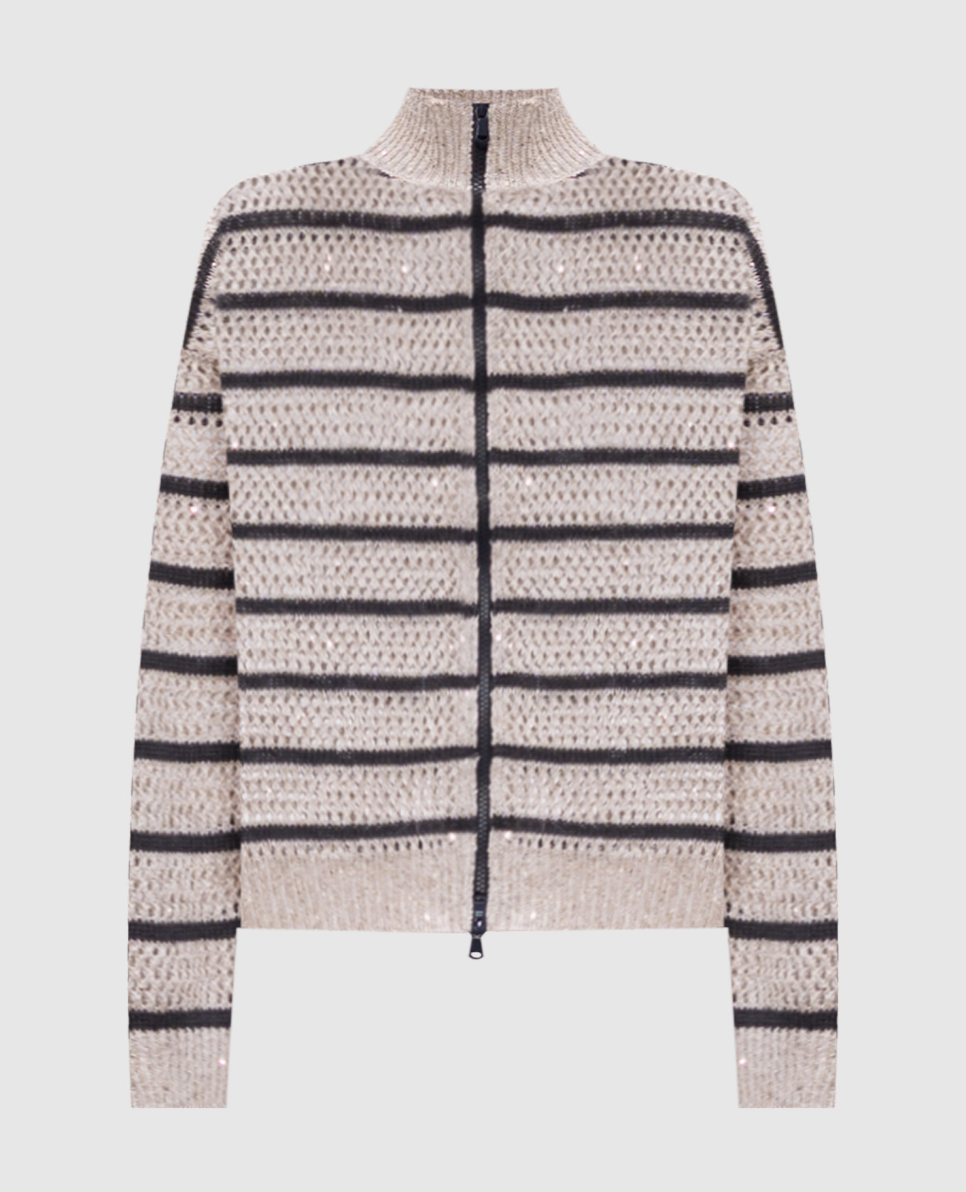 

Beige striped openwork linen cardigan Brunello Cucinelli