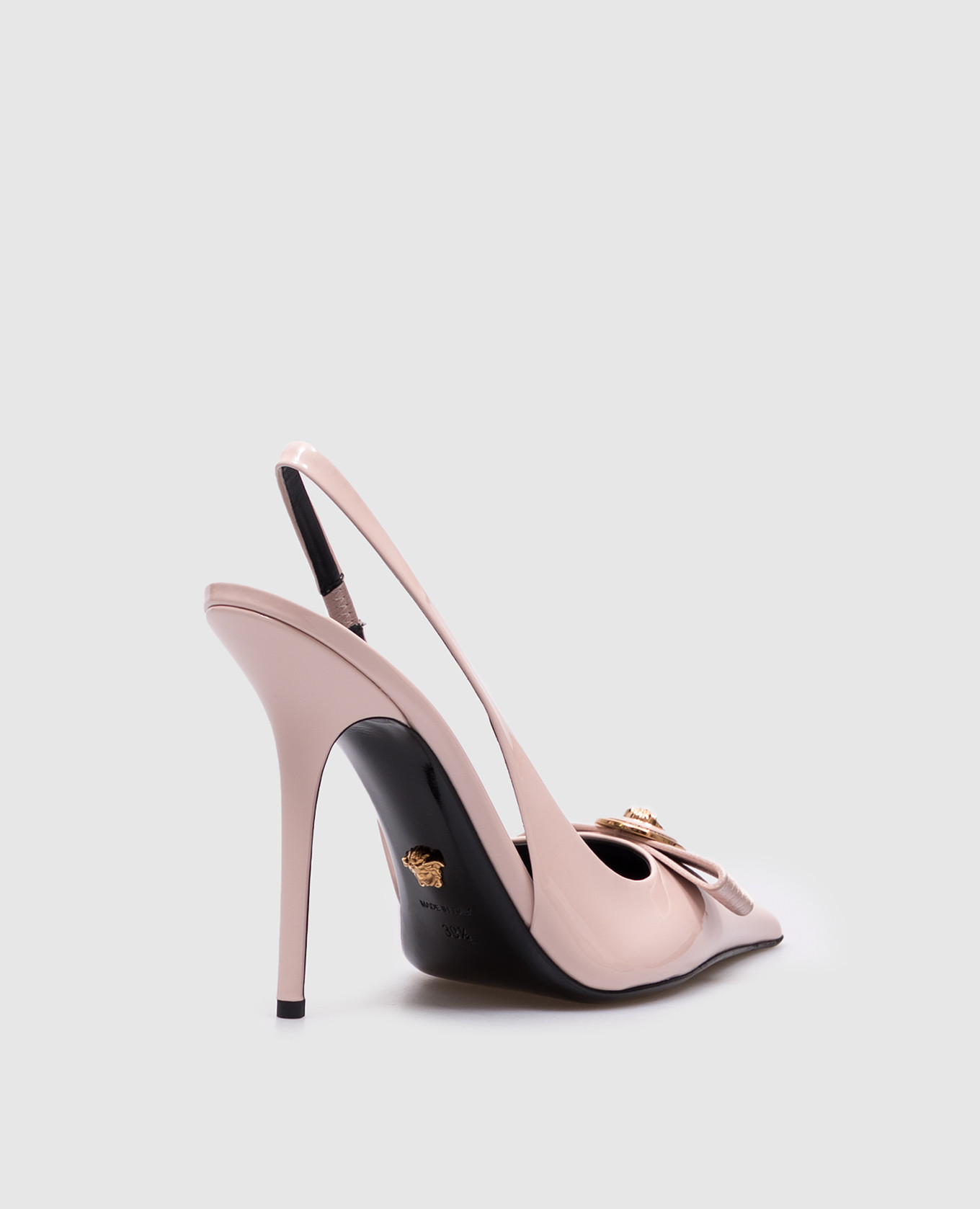 

Gianni Ribbon Pink Patent Leather Slingbacks Versace
