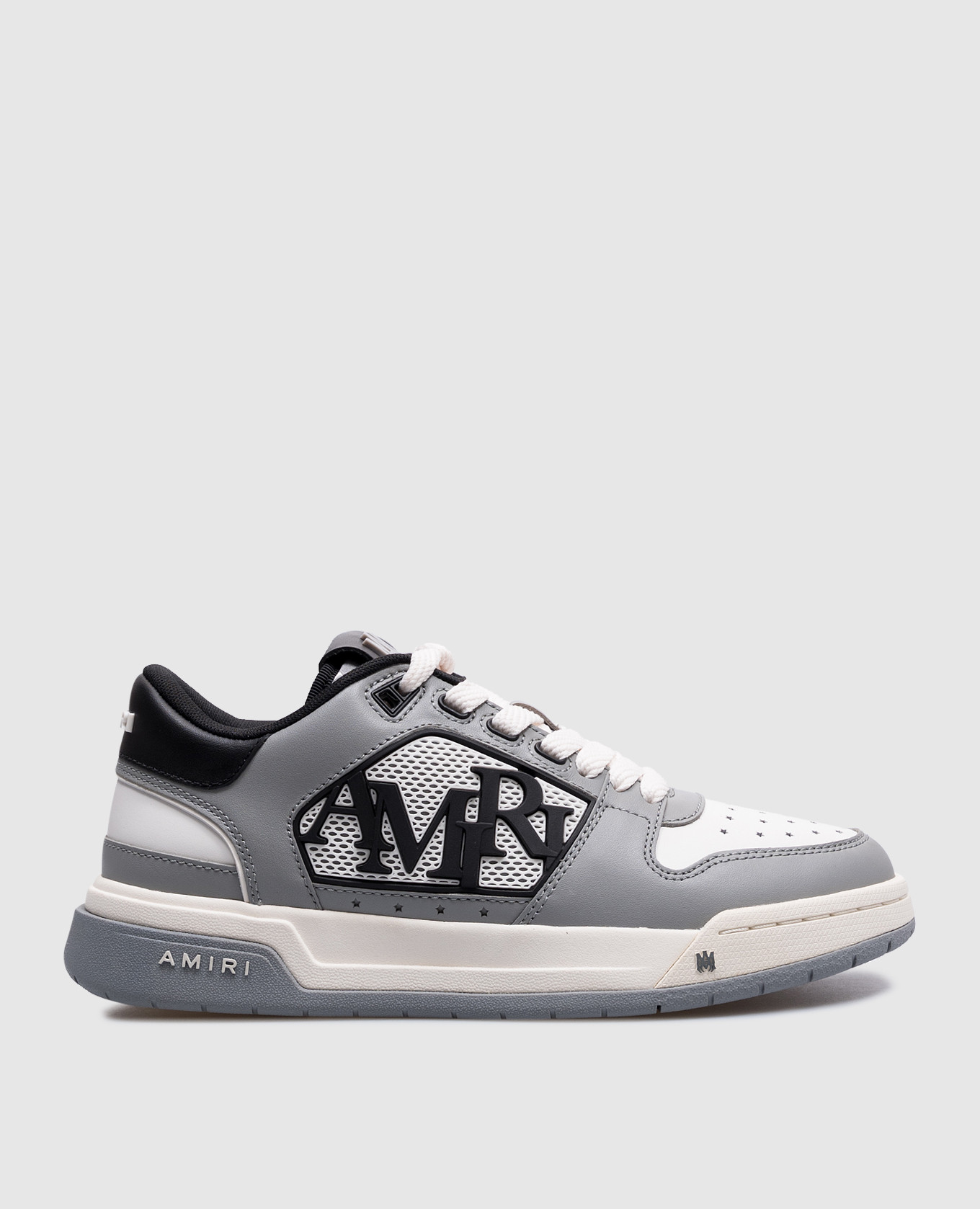 

Classic Low Grey Leather Sneakers with Logo AMIRI