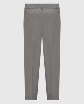 Peserico Gray wool pants with monil chain A04816V02008