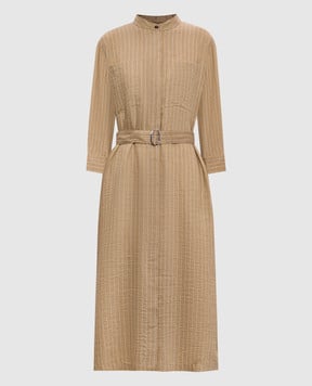 MooRER Beige shirt dress NAYA with linen NAYAISA