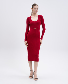 Twinset Red ribbed midi dress 252TP3352