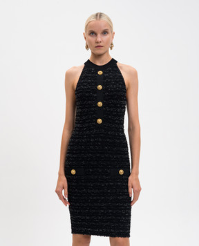 Balmain Black tweed dress with branded accessories FF0RC010KJ16