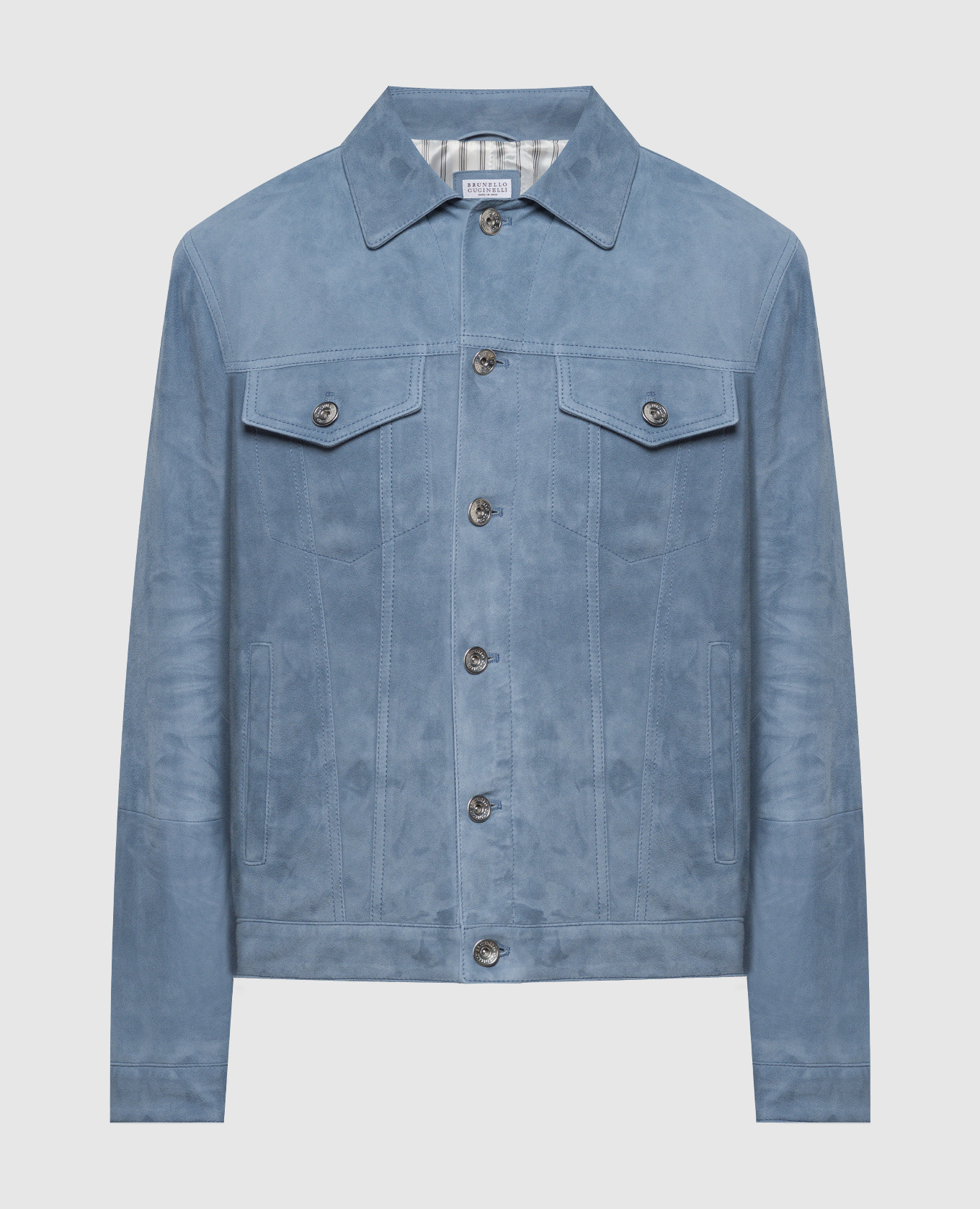 Blue leather jacket brunello cucinelli