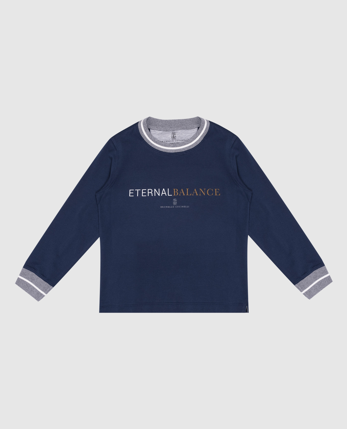 Children's blue longsleeve with print brunello cucinelli