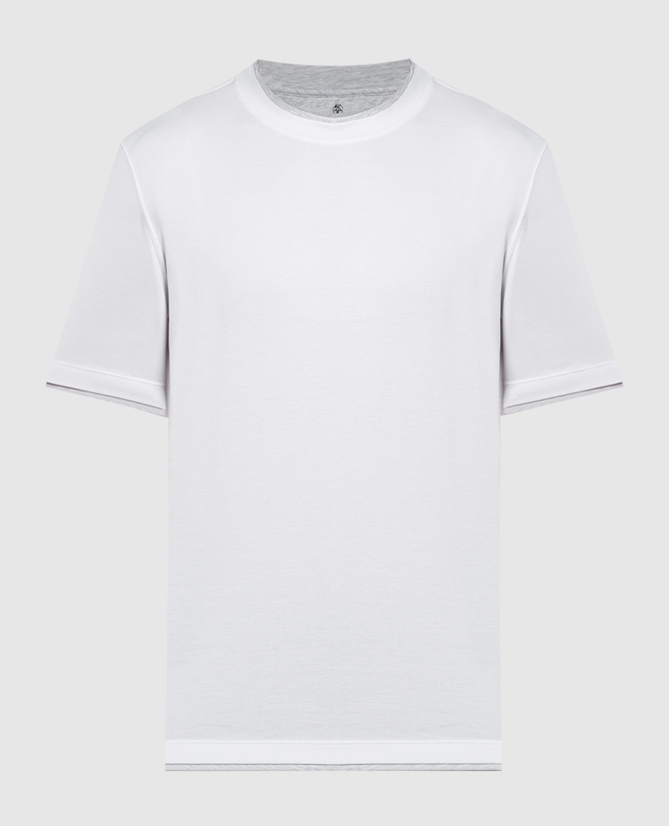 White t-shirt with layering effect brunello cucinelli