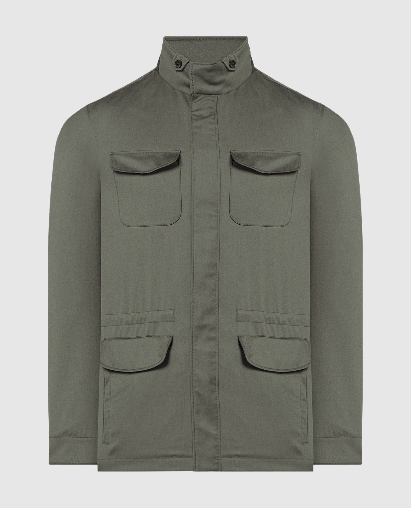 Khaki jacket with logo embroidery enrico mandelli