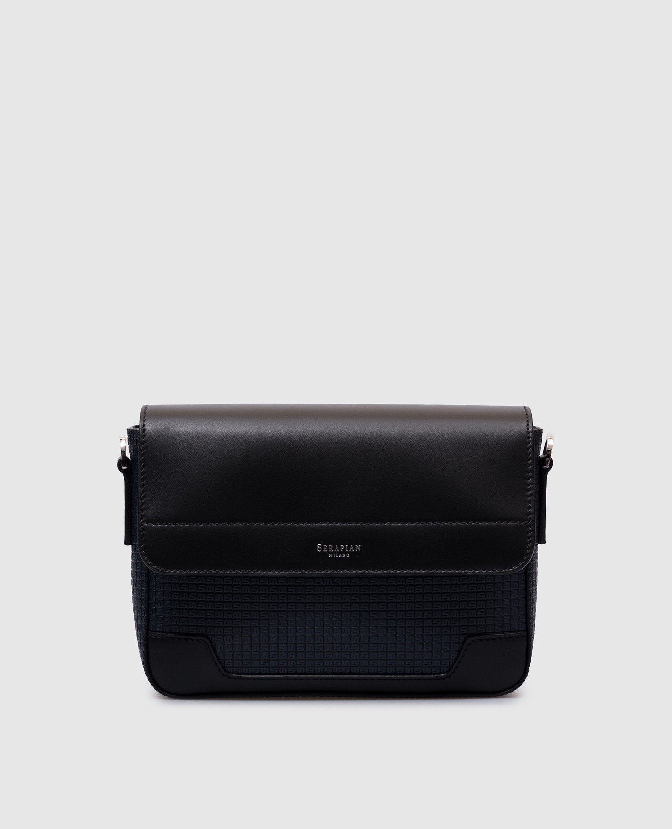 

Blue Leather Flap Messenger Bag Serapian