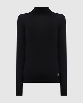 COLOMBO Black cashmere and silk jumper with metallic logo MA04558256JA