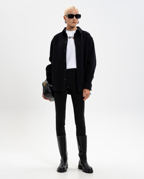 Off-White Black cashmere insulated shirt with logo 2ES005F25FAB001