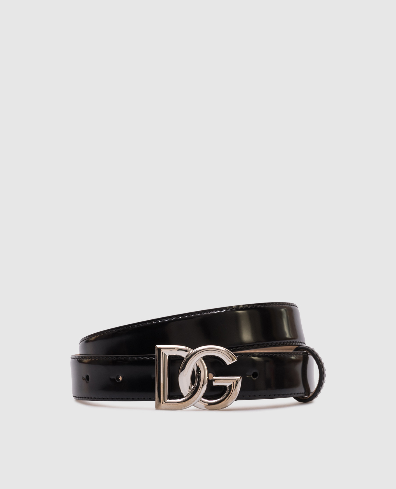 

Black glossy leather belt with monogram logo Dolce&Gabbana