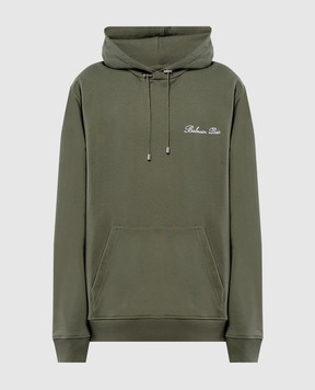 Balmain Green hoodie with logo embroidery DH1JT047BC78