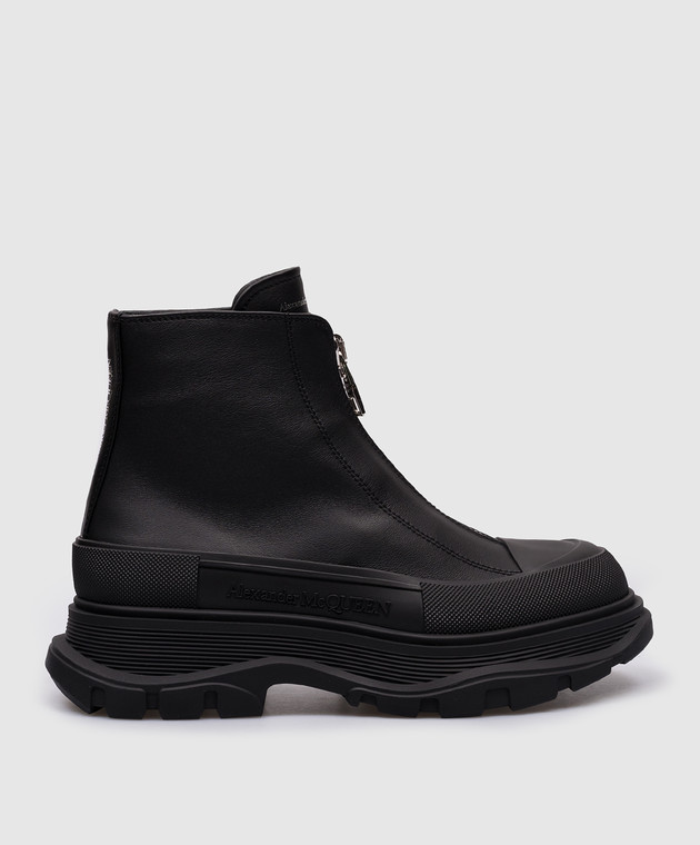 Alexander McQueen - Tread Slick Logo Black Leather Boots