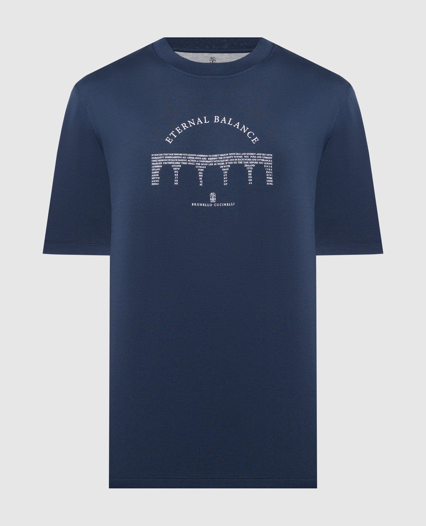 Blue t-shirt with eternal balance print brunello cucinelli