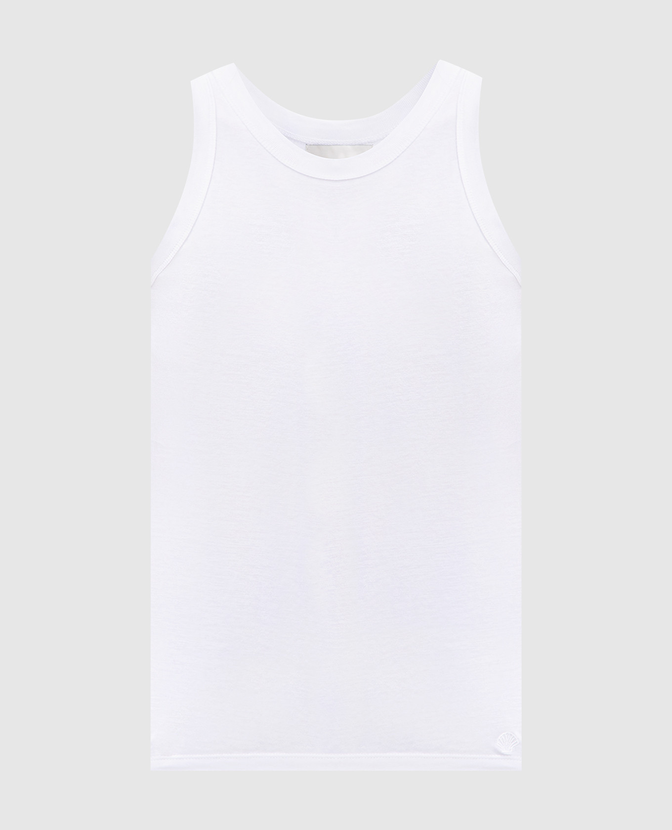 

White POSO top with embroidered logo emblem Lou Lou Studio