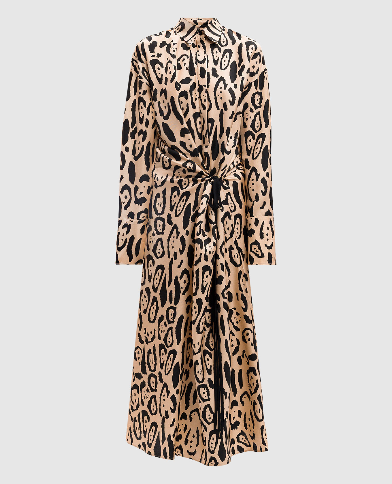 

ASTORIA beige silk shirt dress with animal print Max Mara Sportmax