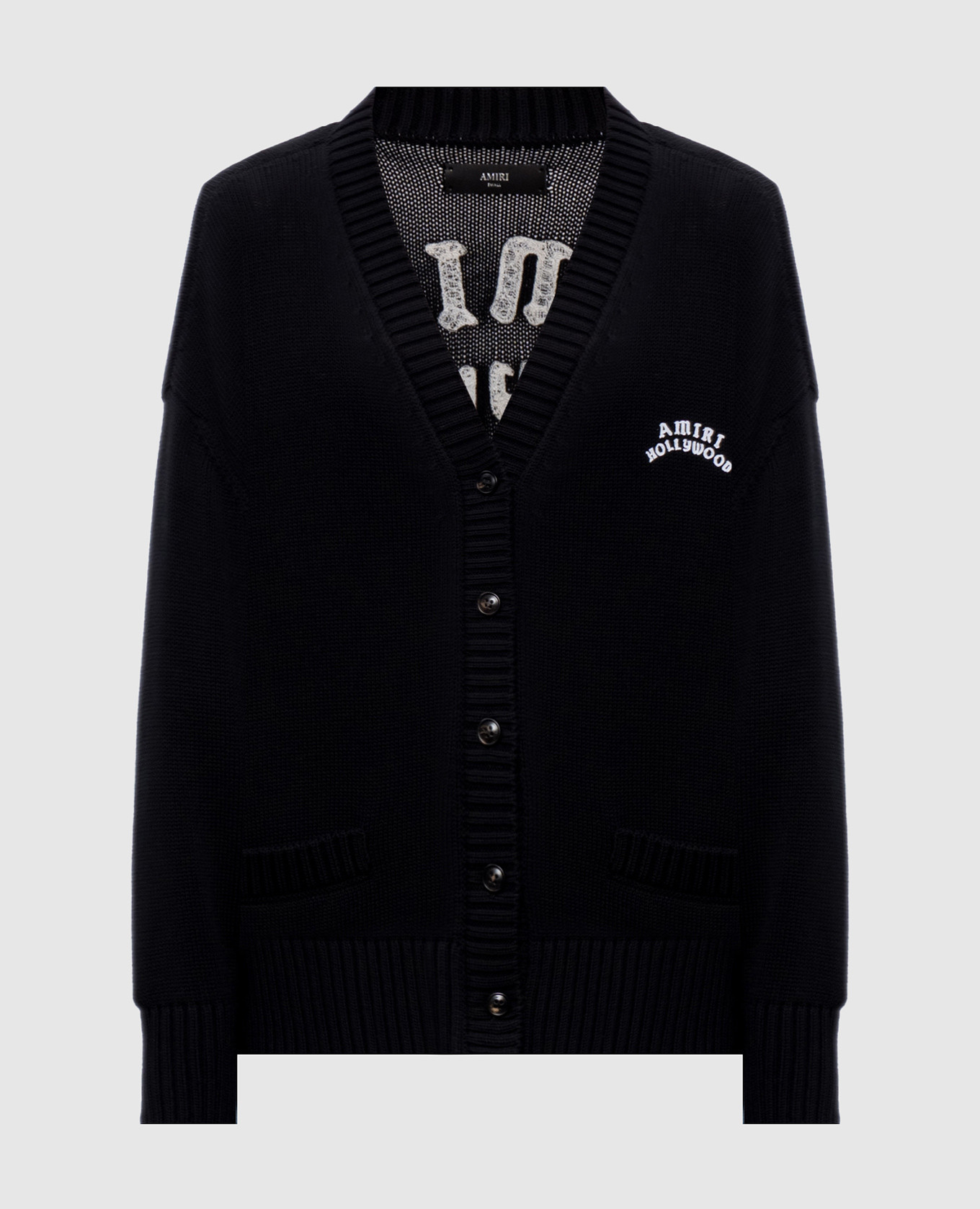 

Black cardigan with logo AMIRI