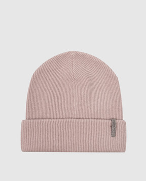 Brunello Cucinelli Baby pink cashmere hat with monil chain B12M10779B