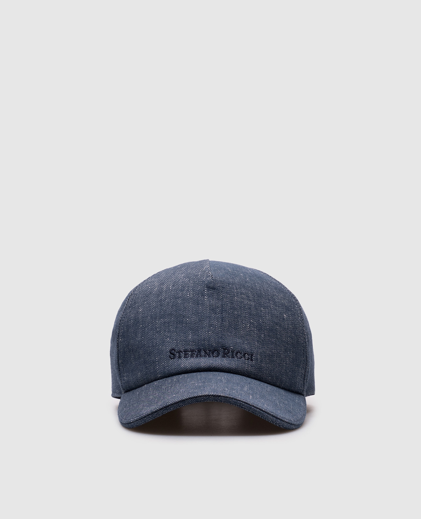 Blue linen cap with logo embroidery Stefano Ricci