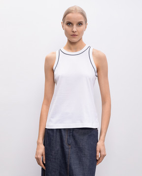 Brunello Cucinelli White top with monil chain M0T81FP340