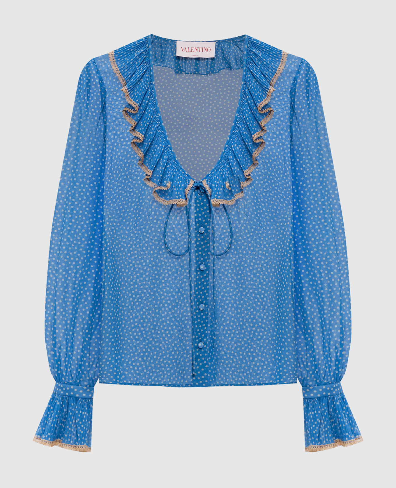 

Blue polka dot silk blouse Valentino, Light blue