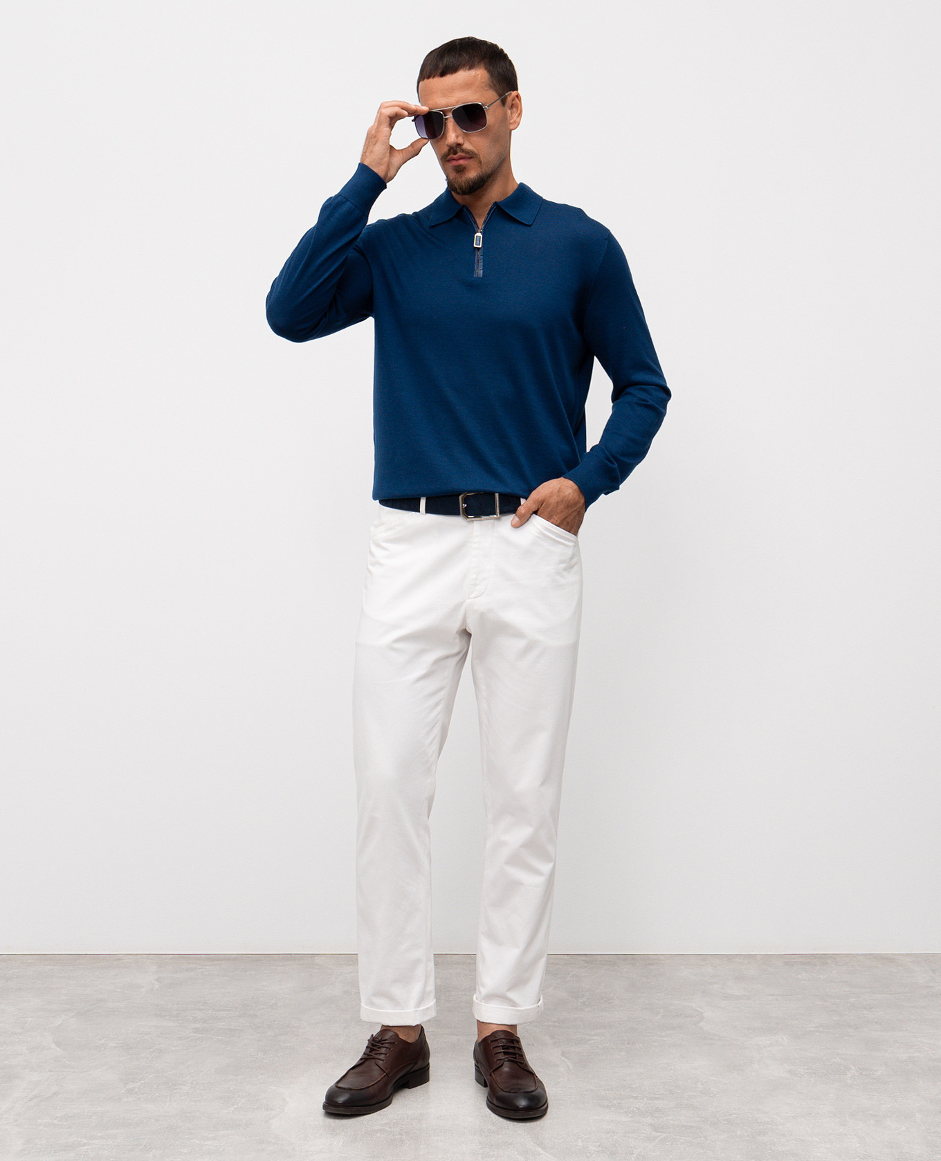 

Blue cashmere and silk polo shirt Stefano Ricci
