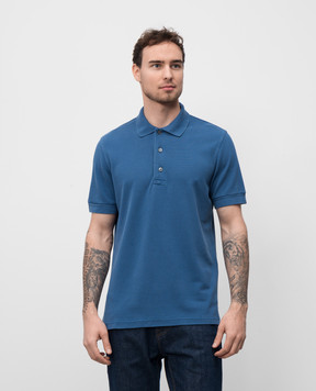 Tom Ford Blue polo with embroidered monogram logo JPS011JMT009S25