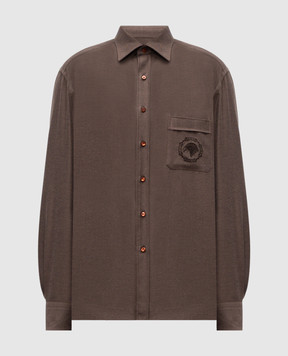 Stefano Ricci Brown shirt with embroidered emblem MC007957R3053