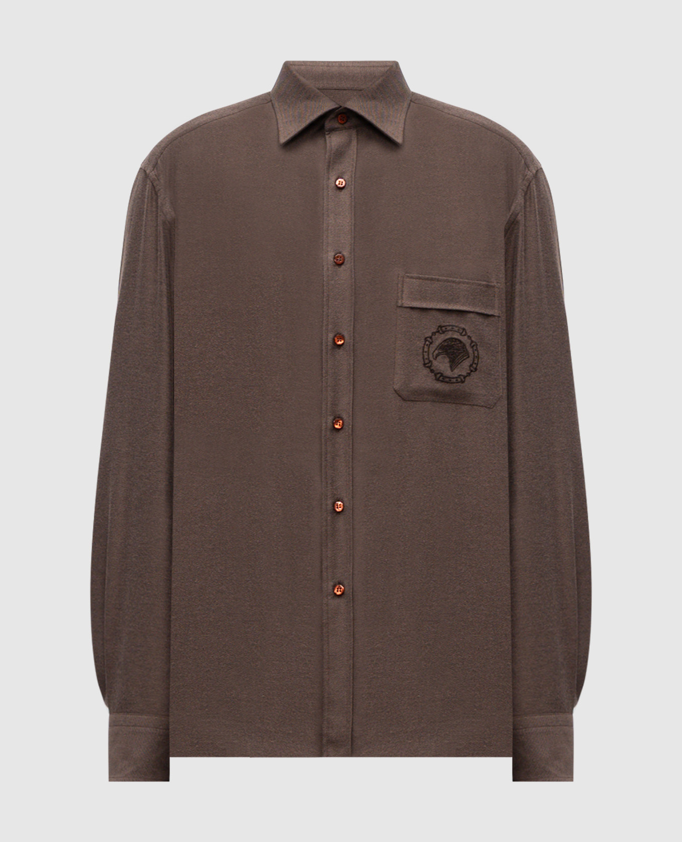 Brown shirt with embroidered emblem Stefano Ricci