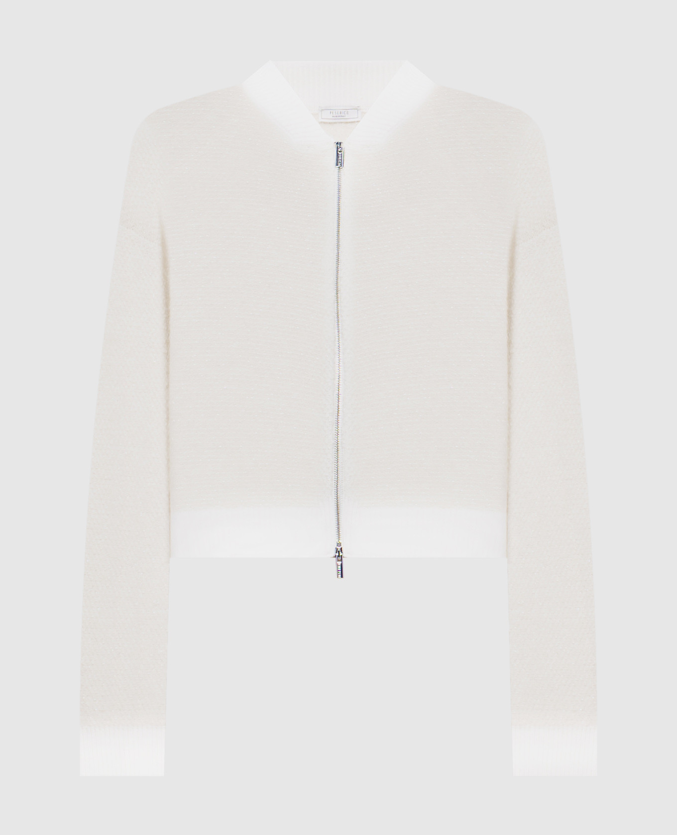 White wool, silk and cashmere cardigan with lurex peserico