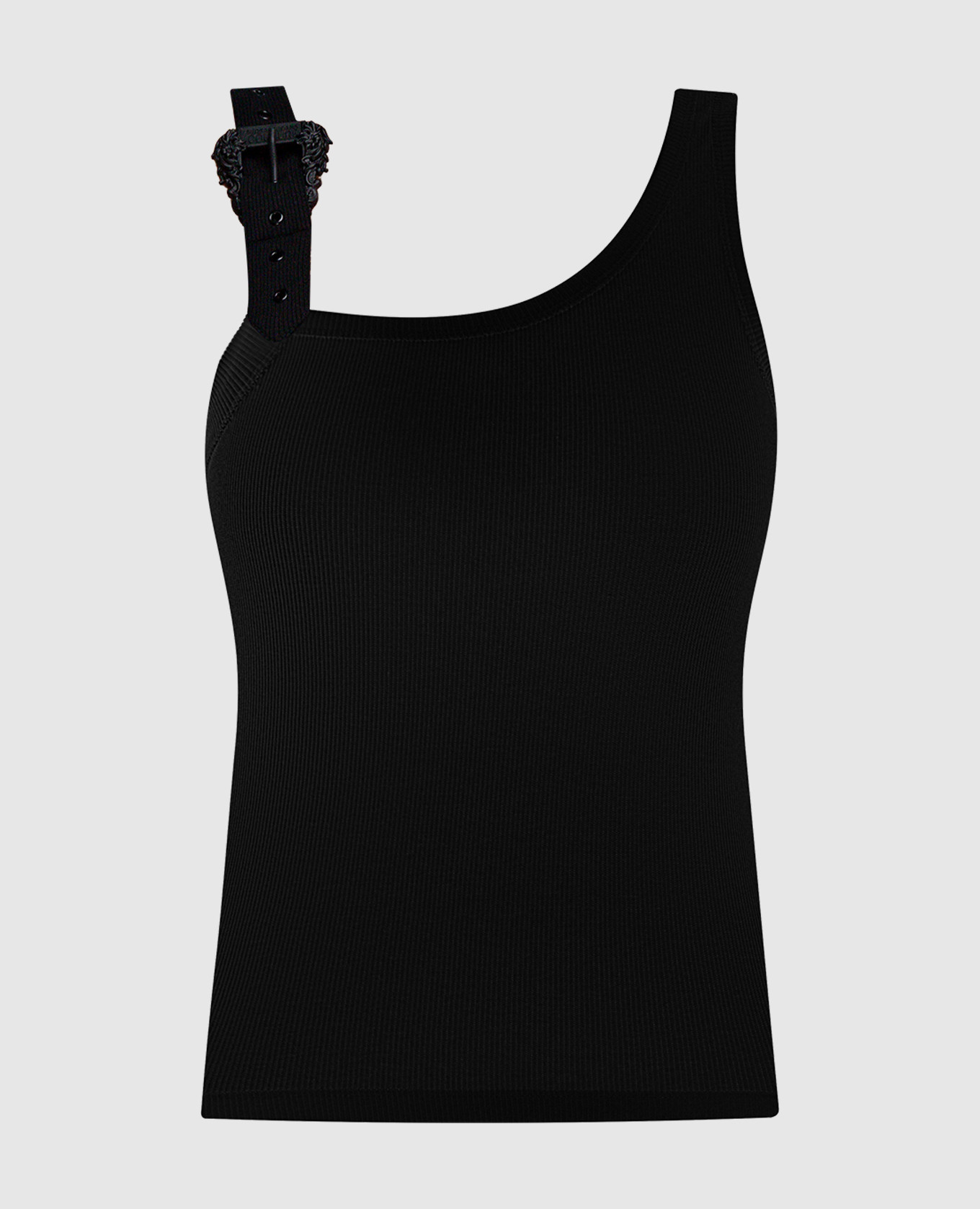 

Black ribbed top with Barocco buckle Versace Jeans Couture, Черный
