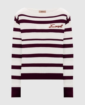 Twinset White striped jumper with logo 252TP3091