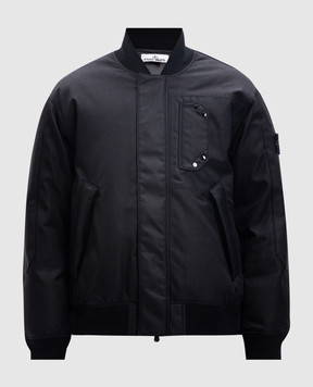 Stone Island Black down bomber jacket with logo patch 811546536