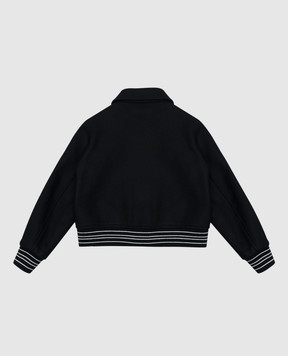 AMIRI Children's black BONES wool jacket with logo embroidery AKOUVY1003