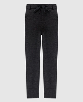 Moncler Gray melange wool trousers with leather logo patch J20912A0003389ARG